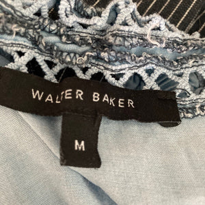 Walter Baker Crop Top Womens Medium Light Blue Bell Sleeve Lyocell