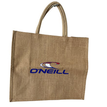 Load image into Gallery viewer, O'Neill Tote Bag Tan Jute Burlap Logo Surf Beach Shopper Reusable Y2K