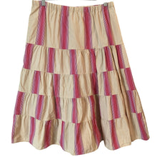 Load image into Gallery viewer, Old Navy Skirt Womens Medium Pink Stripe Tiered Cotton Boho Peasant Midi