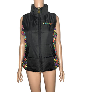 Coogi Puffer Vest Womens Medium Spellout Black Sleeveless
