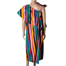 Load image into Gallery viewer, Who What Wear Maxi Dress Womens XXL Striped Multi Colored One Shoulder New