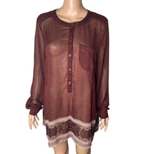 Load image into Gallery viewer, Knox Rose Blouse Womens XL Semi Sheer Burgundy Pullover Lightweight