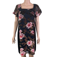 Load image into Gallery viewer, Mystree Dress Womens Small Multicolored Floral Velour Accents