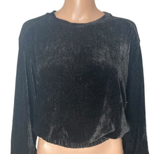 Load image into Gallery viewer, La La Land Crop Top Womens Small Black Corduroy Velour