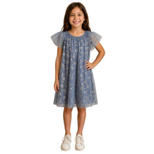 Load image into Gallery viewer, Epic Threads Girls Large Blue Glitter Star Tulle Dress Flutter Sleeve Party L