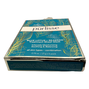 Purlisse Blue Lotus and Seaweed Sheet Mask Treatment Moisturizing 6 count