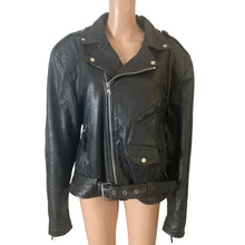 Load image into Gallery viewer, Vintage Y2K Wilsons Leather Motorcycle Biker Jacket XL Embossed Eagle Black