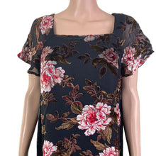 Load image into Gallery viewer, Mystree Dress Womens Small Multicolored Floral Velour Accents