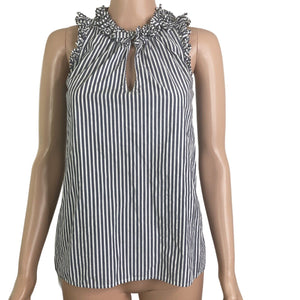 J Crew Shirt Womens 00 Striped Gray White Sleeveless