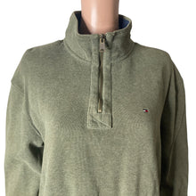 Load image into Gallery viewer, Tommy Hilfiger Sweatshirt Mens Large Olive Green Zip Neck