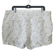 Load image into Gallery viewer, Old Navy Everyday Linen Blend Shorts Womens 16 White Gold Palm Tree Print Plus