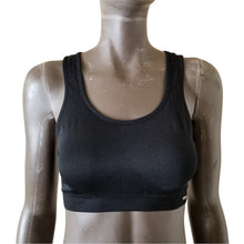 Load image into Gallery viewer, XOXO Sport Bra Womens Large Black Stretch Pullover Mesh Back Round Neck Active
