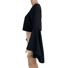 Load image into Gallery viewer, Runaway Top Crop Womens 6 Black New Flare Sleeve Black Wisdom Top