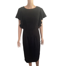 Load image into Gallery viewer, Carmen Marc Valvo Infusion Womens 4 Black Sheath Dress Flutter Sleeve Career