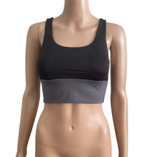 Load image into Gallery viewer, CRZ Yoga Sports Bra Small Longline Cross Back Black Grey