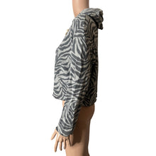Load image into Gallery viewer, La La Land Creative Co Womens S Zebra Print Cropped Hoodie New Nordstrom