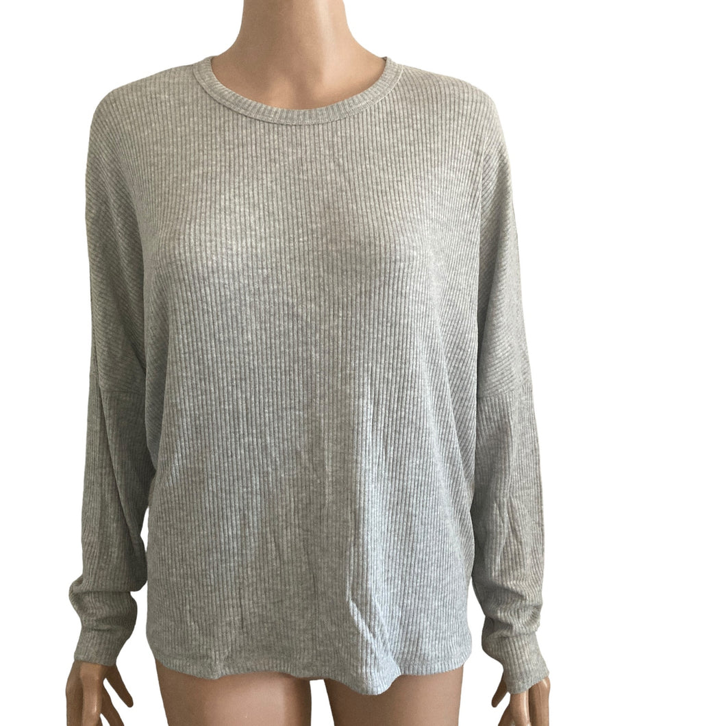 SOCIALITE Sweater Womens Medium Ribbed Gray Stretch Lightweight New