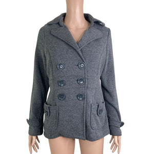 Iris Basic Jacket Womens Medium Gray Trench Buttons