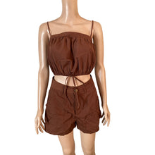 Load image into Gallery viewer, Cupshe Brown 2 Pc Set Crop Top Shorts Smocked Strap Summer Outfit Women S New
