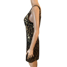 Load image into Gallery viewer, Dreamgirl Leopard Print Bodycon Dress Womens XL Gold Metallic Glitter Clubwear