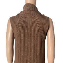 Load image into Gallery viewer, Ann Taylor Sweater Womens M Brown Hand Knit Sleeveless Tunic Plunging Cowl Neck