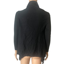 Load image into Gallery viewer, Elan Black Fringe Wrap Shawl Cardigan Sweater XS