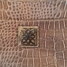 Load image into Gallery viewer, Rosetti Faux Croc Embossed PVC Shoulder Bag Taupe Patent Zip Top Baguette Purse