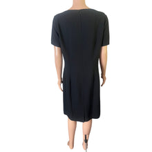 Load image into Gallery viewer, Vintage 90s Kasper ASL Dress Womens 12 Black Sheath Short Sleeve Career