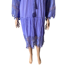 Load image into Gallery viewer, Maroths Womens Large Purple Boho Lace Tassel Tunic Dress Embroidered Midi New