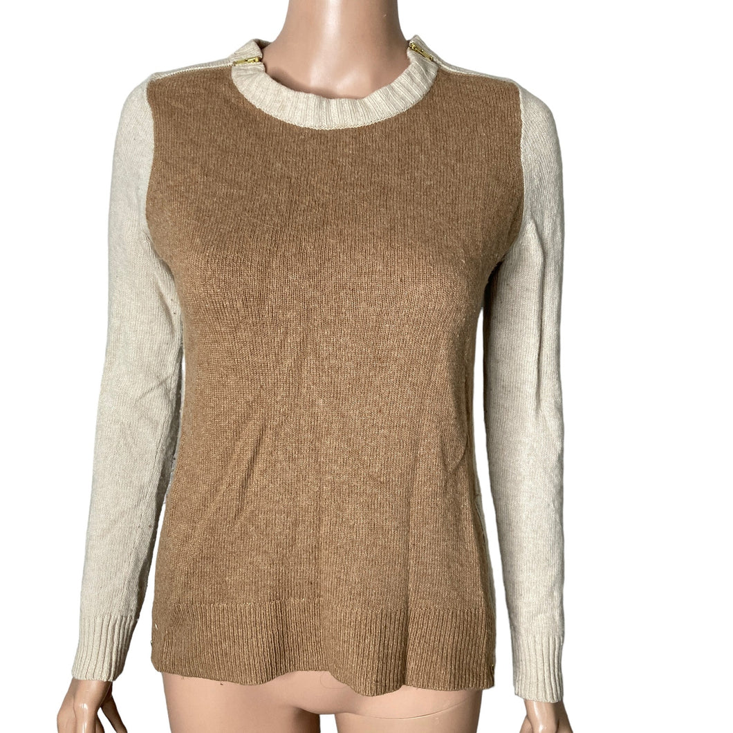 J Crew Sweater Womens Size XS Brown Tan Beige Merino Wool Pullover