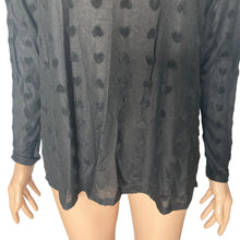 Load image into Gallery viewer, Bobeau Tunic Top Womens XS Tonal Flocked Black Hearts