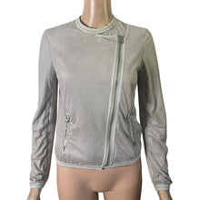 Load image into Gallery viewer, A|X Armani Exchange Moto Jacket Womens Small Gray Faux Suede Asymmetrical Zip Lightweight