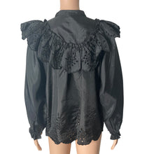 Load image into Gallery viewer, Topshop Eyelet Blouse Womens Size 4 Black Button Front