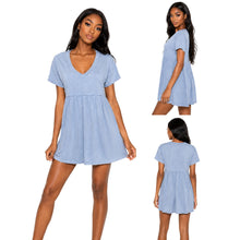 Load image into Gallery viewer, Wild Fable Dress Womens Small Blue Babydoll Mini Short Sleeve Empire Waist New