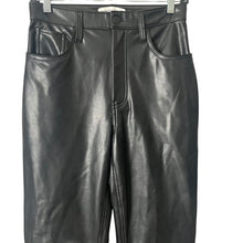 Load image into Gallery viewer, Abercrombie &amp; Fitch 90s Straight Faux Leather Pants 27/4 Black Ultra High Rise
