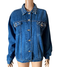 Load image into Gallery viewer, Vintage Andrew’s Blues Denim Jacket Womens M Pearl Embellished Western Jean Trucker