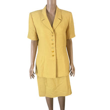 Load image into Gallery viewer, Le Suit Collections Yellow 2pc Skirt Suit Womens 12 Short Sleeve Jacket Church