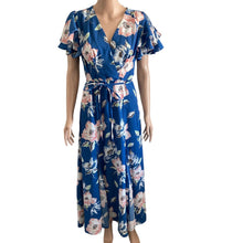Load image into Gallery viewer, French Connection Dress Womens 8 Verona Drape Midi Floral Blue New