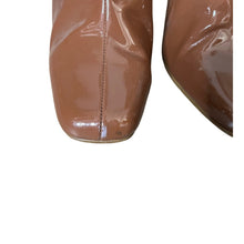 Load image into Gallery viewer, Steve Madden Lynden Brown Patent Ankle Boots Womens 8M Block Heel Side Zip