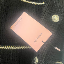 Load image into Gallery viewer, Avec Les Filles Tweed Bouclé Blazer Jacket Womens X Large Black Gold Trim New