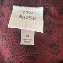 Load image into Gallery viewer, Knox Rose Blouse Womens XL Semi Sheer Burgundy Pullover Lightweight