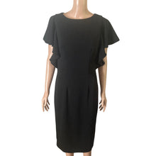 Load image into Gallery viewer, Carmen Marc Valvo Infusion Womens 4 Black Sheath Dress Flutter Sleeve Career