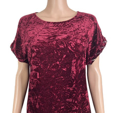 Load image into Gallery viewer, Mystree Dress Womens Small Burgundy Crushed Velvet Velour Lace Up Short Sleeve