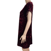 Load image into Gallery viewer, Mystree Dress Womens Small Burgundy Crushed Velvet Velour Lace Up Short Sleeve