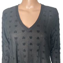 Load image into Gallery viewer, Bobeau Tunic Top Womens XS Tonal Flocked Black Hearts