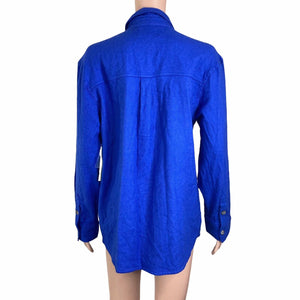 BP Wildfang Fleece Shirt Women’s XS Blue Button Front Herringbone New