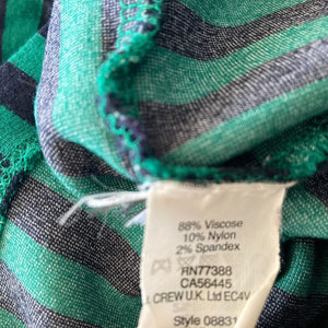 Madewell Shirt Womens Small Green Black Striped Stretch Pullover