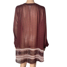 Load image into Gallery viewer, Knox Rose Blouse Womens XL Semi Sheer Burgundy Pullover Lightweight