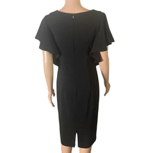 Load image into Gallery viewer, Carmen Marc Valvo Infusion Womens 4 Black Sheath Dress Flutter Sleeve Career