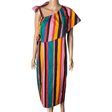 Load image into Gallery viewer, Who What Wear Maxi Dress Womens XXL Striped Multi Colored One Shoulder New